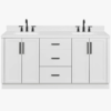 8 72 Inch Pure White Shaker Double Undermount Sink Bathroom Vanity, White Quartz Countertop & Matte Black Hardware