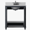 8 2 Door Modern Dark Bathroom Sink Vanity with White Countertop