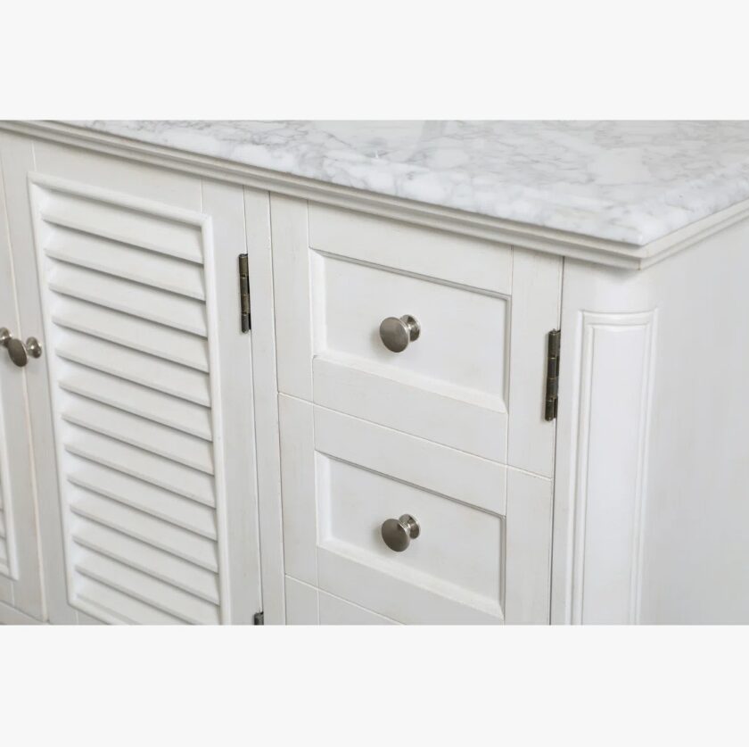 Transitional White Bathroom Vanity with Nickel Knobs & Undermount Sink