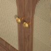 9 30 Inch Walnut Mid-Century Rattan Single Sink Bathroom Vanity with Gold Knobs