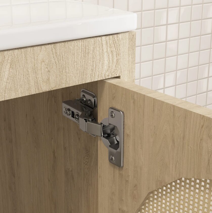 9 Arched Rattan Door Mid-Century Modern Bathroom Vanity Cabinet