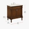30 Inch Vintage Walnut Traditional Freestanding Single Sink Bathroom Vanity with Turned Legs