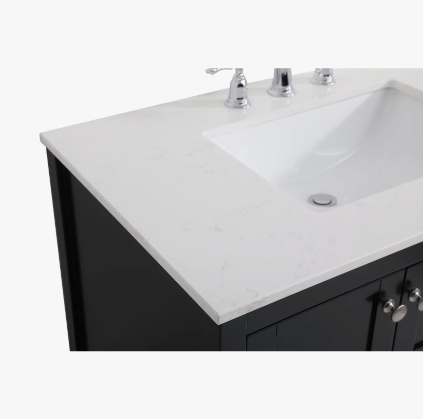 9 Farmhouse Black Shaker Single Sink Vanity Cabinet with Bottom Storage Shelf