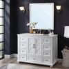 Freestanding White Single Sink Vanity with Decorative Cutout Cabinet Doors