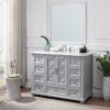 9 Transitional Gray Freestanding Single Sink Vanity with Decorative Cutout Cabinet Doors