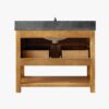 Rustic Pine Freestanding Single Sink Vanity with Open Storage Shelf