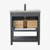 9 Minimalist Dark Grey All-in-One Bathroom Vanity Cabinet with Open Storage