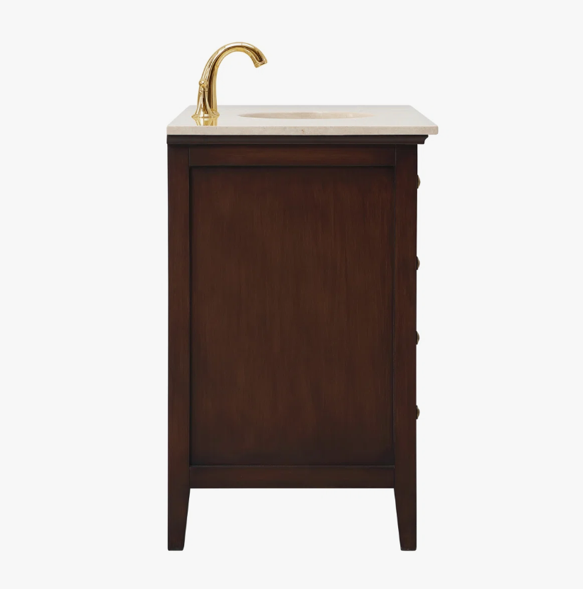 9 42" Classic Espresso Wood Bathroom Vanity with Natural Stone Countertop