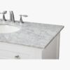 9 42 Inch White Shaker Single Sink Bathroom Vanity with Carrara Marble Top & 4 Drawers