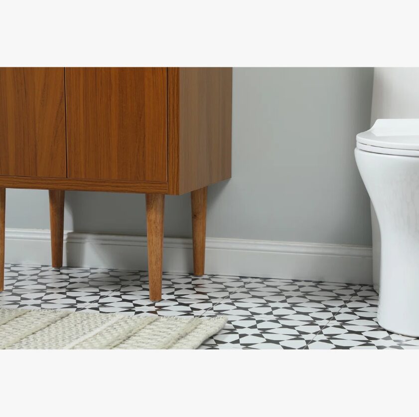 24" Narrow Mid Century Modern Wood Vanity for Powder Room & Guest Bath