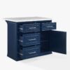 9 42 Inch Navy Blue Shaker Kitchen Island with Carrara Marble Countertop