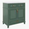 9 30" Farmhouse Sage Green Wood Vanity with Multi Storage for Small Guest Bathrooms