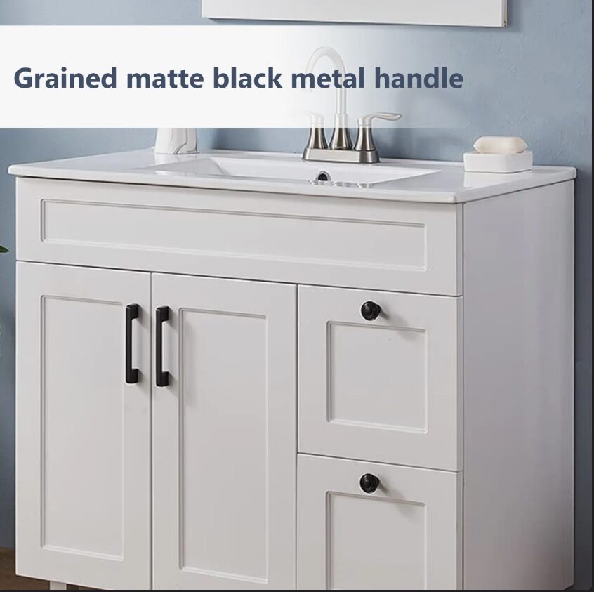 9 Modern White Shaker Bathroom Vanity Cabinet with Storage Doors & Drawers