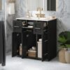 30" Black Vanity with White Sink & 9 Storage Drawers