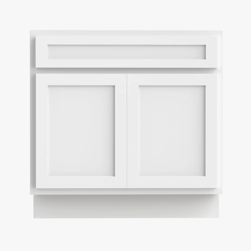 36" White Shaker Bathroom Vanity Cabinet Without Sink Top