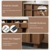 36 Inch Walnut Freestanding Bathroom Vanity Round Vessel Sink Soft Close Storage Drawers & Doors