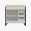 36 Inch High Gloss Black Single Sink Bathroom Vanity Solid Surface Top Soft Close Drawers Gold Hardware
