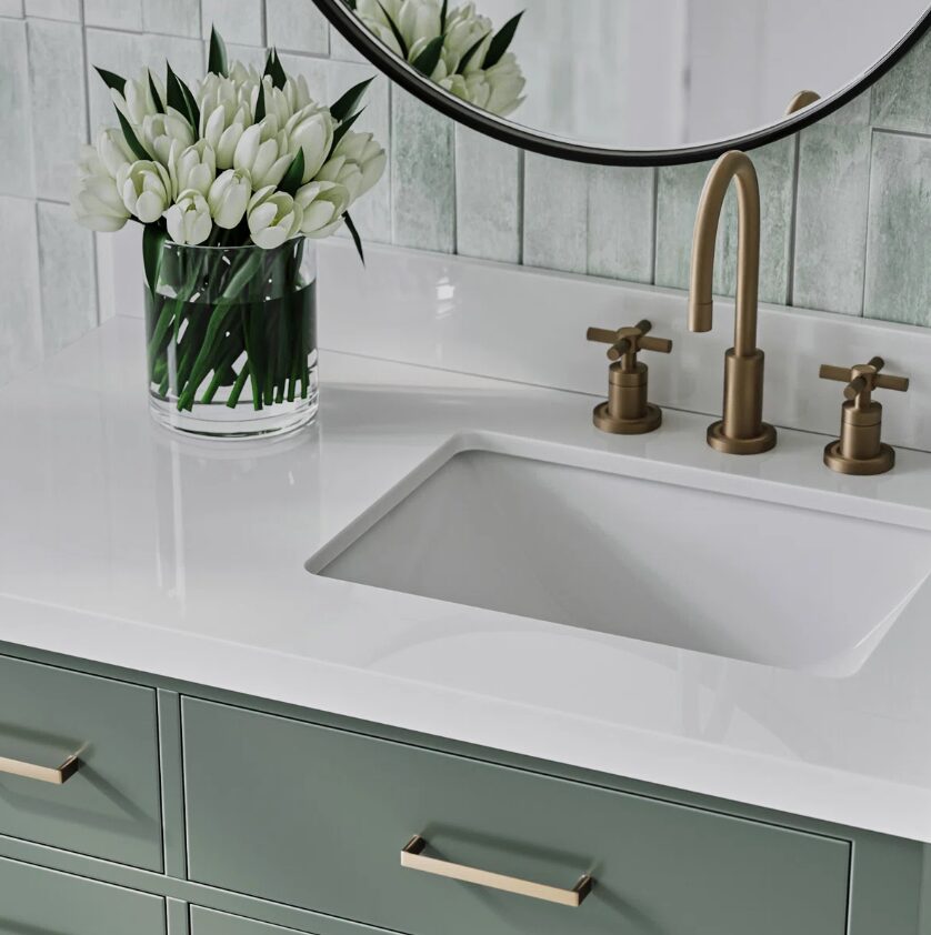 9 Modern Sage Green Shaker Vanity Cabinet with Dovetail Pine Drawers for Earthy Tone Bath Remodel