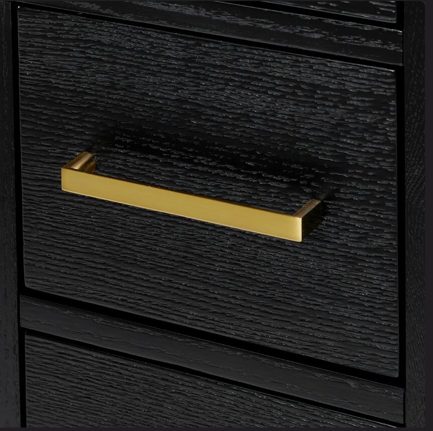 36 Inch Black Oak Shaker Single Sink Bathroom Vanity White Quartz Top Soft Close Drawers Brushed Gold Hardware