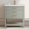 9 Minimalist Light Sage All-in-One Bathroom Vanity with Integrated Ceramic Sink