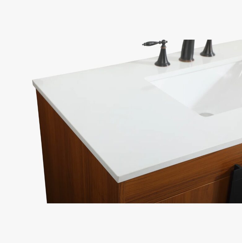 9 Modern Farmhouse Walnut Vanity Cabinet with Open Base Clearance for Industrial Bathroom Remodel
