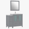 9 Freestanding Gray Vanity Combo with 5 Soft Close Drawers & Brushed Nickel Pull Handles