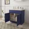 Modern Navy Shaker Vanity Base Cabinet for Custom Countertop Bathroom Remodel Projects