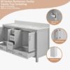 60 Inch Light Gray Shaker Double Sink Bathroom Vanity, Soft Close Doors & Drawers, White Quartz Countertop Combo