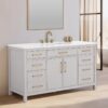 60" Off White Wood Double Sink Vanity for Luxury Master Bathroom Remodel
