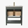 Minimalist Dark Sage All-in-One Bathroom Vanity with Integrated Ceramic Sink