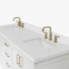 72 Inch White Shaker Double Undermount Sink Bathroom Vanity, White Quartz Countertop & Brushed Gold Hardware
