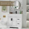 Modern White Bathroom Vanity with Soft Close Drawers & Doors