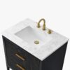 Modern Fluted Bathroom Vanity with Gold Handles & Marble Top