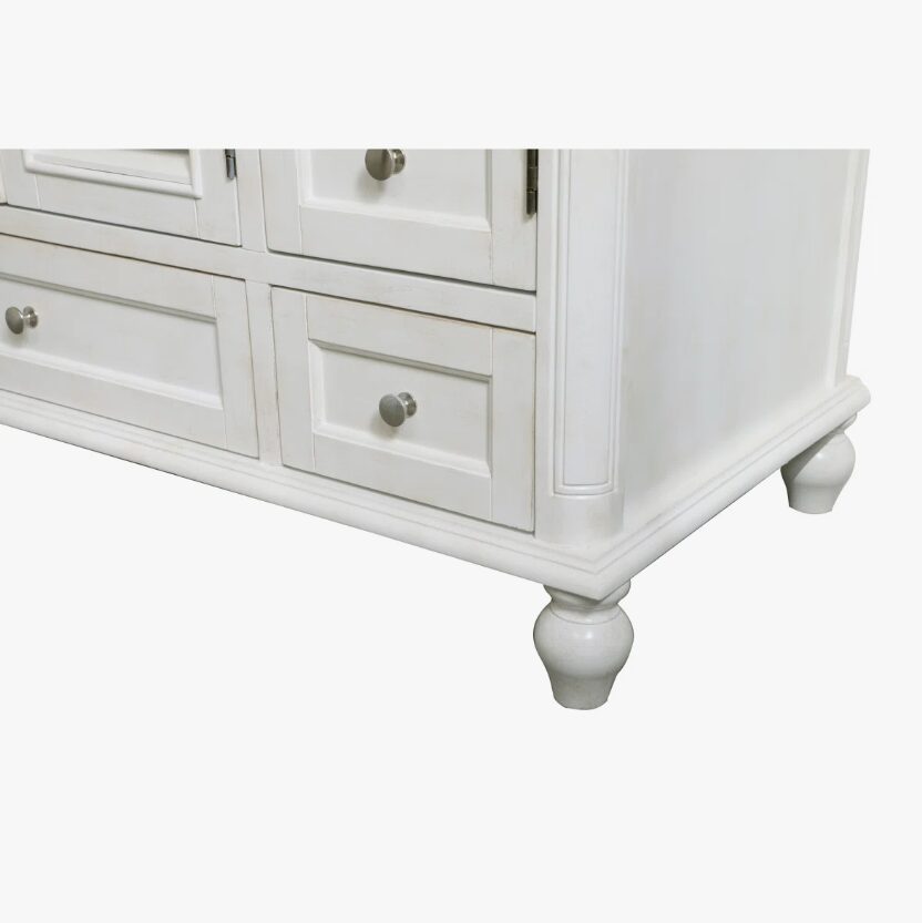 Transitional White Bathroom Vanity with Nickel Knobs & Undermount Sink