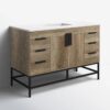 48 Inch Rustic Oak Freestanding Bathroom Vanity with Matte Black Metal Frame