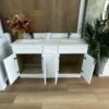 60" White Shaker Double Sink Bathroom Vanity Base Cabinet