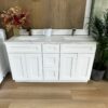 60" White Shaker Double Sink Bathroom Vanity Base Cabinet