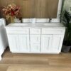 60" Matte White Shaker Double Sink Bathroom Vanity with Soft Close Drawers & Quartz Top