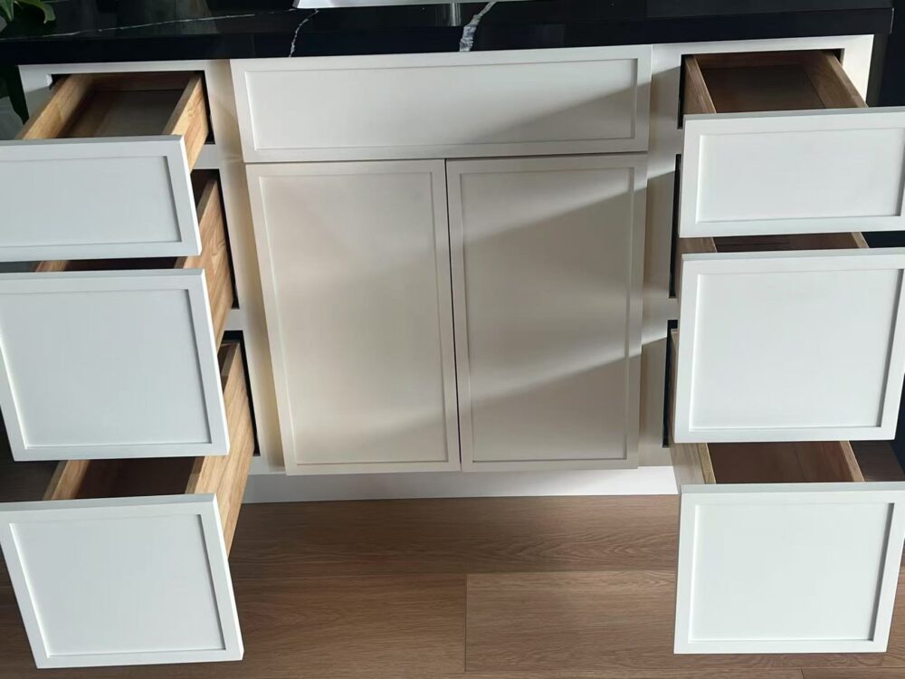 48" White Shaker Double Sink Bathroom Vanity Base Cabinet
