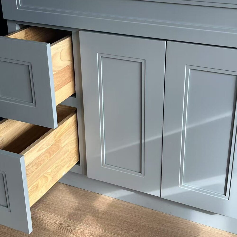 Weixin Image_20250207150216 Modern 36 Inch Gray Shaker Bathroom Cabinet Solid Wood Drawer Boxes