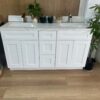 60" White Shaker Double Sink Bathroom Vanity Base Cabinet