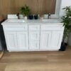 60" White Shaker Double Sink Bathroom Vanity Base Cabinet