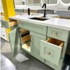 Weixin Image_20250222114919 60" Sage Green Shaker Single Sink Bathroom Vanity Base Cabinet