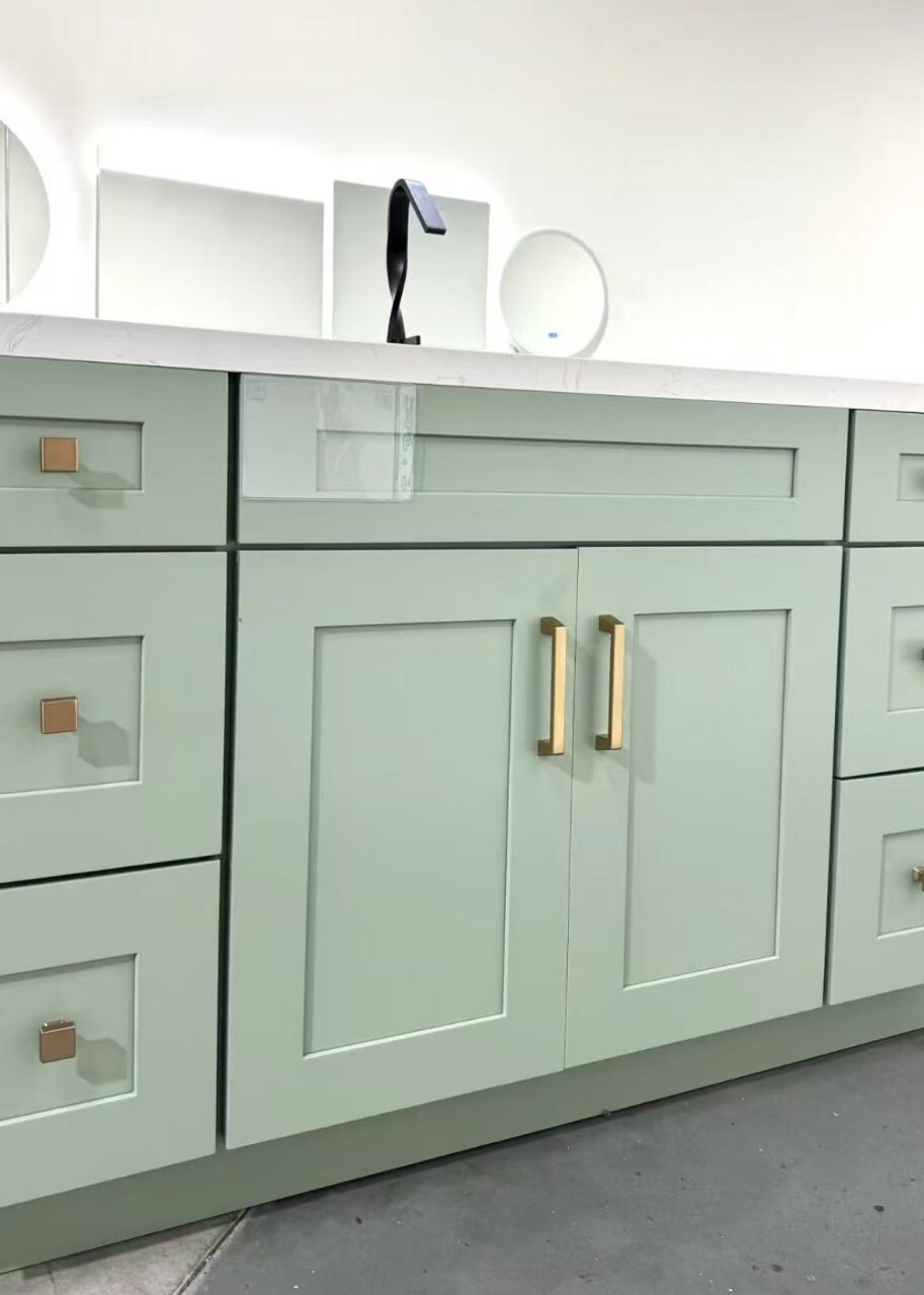 Weixin Image_20250222114925 60" Sage Green Shaker Single Sink Bathroom Vanity Base Cabinet