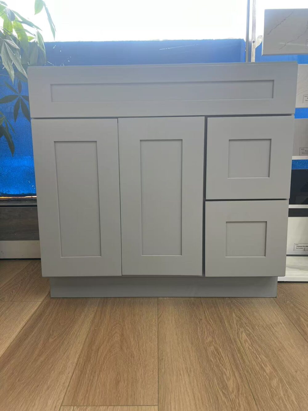 Weixin Image_20250330132918 36" Light Grey Shaker Single Sink Bathroom Vanity Base Cabinet