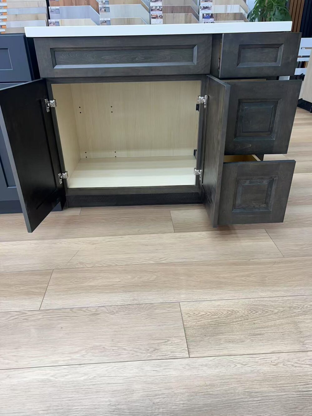 Weixin Image_20250413115102 36" Weathered Grey Shaker Single Sink Bathroom Vanity Base Cabinet