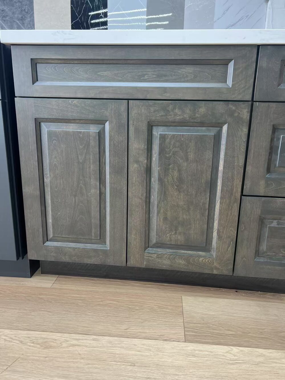 Weixin Image_20250413115119 36" Weathered Grey Shaker Single Sink Bathroom Vanity Base Cabinet