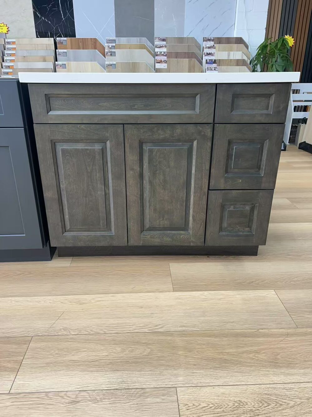 Weixin Image_20250413115125 36" Weathered Grey Shaker Single Sink Bathroom Vanity Base Cabinet
