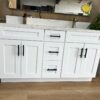 60" White Shaker Double Sink Bathroom Vanity Base Cabinet
