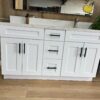 60" White Shaker Double Sink Bathroom Vanity Base Cabinet